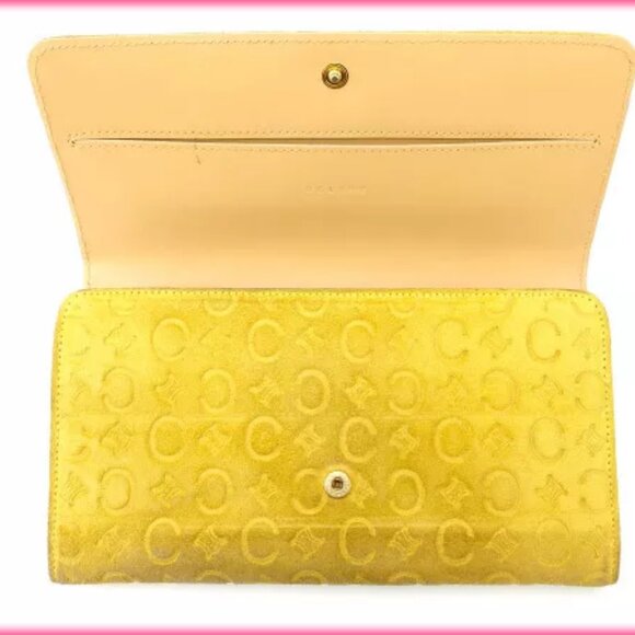Celine Wallet Purse Long Wallet Macadam Beige Yellow - Picture 4 of 5